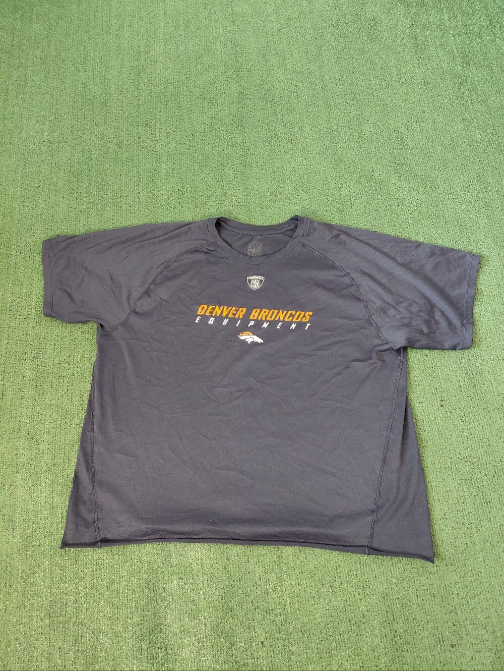 NFL Denver Broncos Equipment Football Sports Navy Blue Polyester T Shirt Sz XXL/